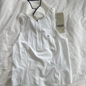 NWT Sweaty Betty White Sleeveless Zip-Up Top for sports, tennis
